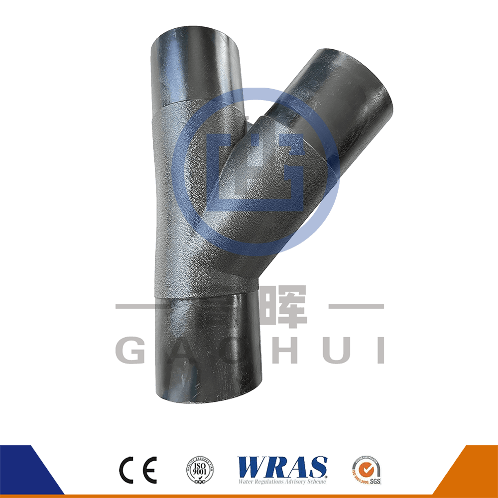 Materiał dziewiczy HDPE Butt Fusion Wye Tee Tee Tee 45 stopni Y Branch dla rury wodnej